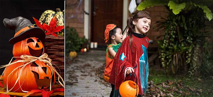 Halloween dolcetto e scherzetto bambini felici