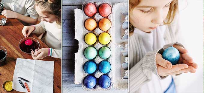 uova di pasqua decorate e colorate bambini