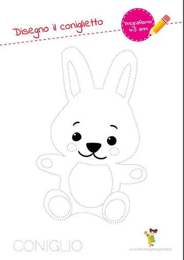 Scheda di pregrafismo coniglietto di pasqua da colorare per bambini gratis