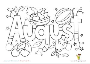 August, Agosto disegno in inglese mese estate da colorare